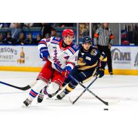 Kitchener Rangers' Cameron Reid versus Erie Otters' Brett Hammond