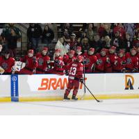 Rapid City Rush's Ryan Wagner congratulated by team